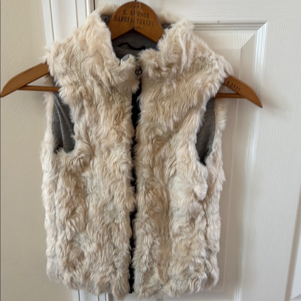 Justice Faux Fur Vest with Cream and Gray Tones